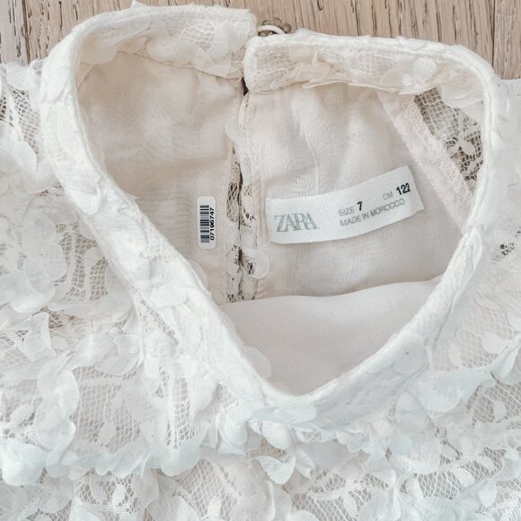 EUC Zara Girls Lace Floral Dress Ecru Ivory Wedding Flower Girl Special Occasion - Picture 4 of 5